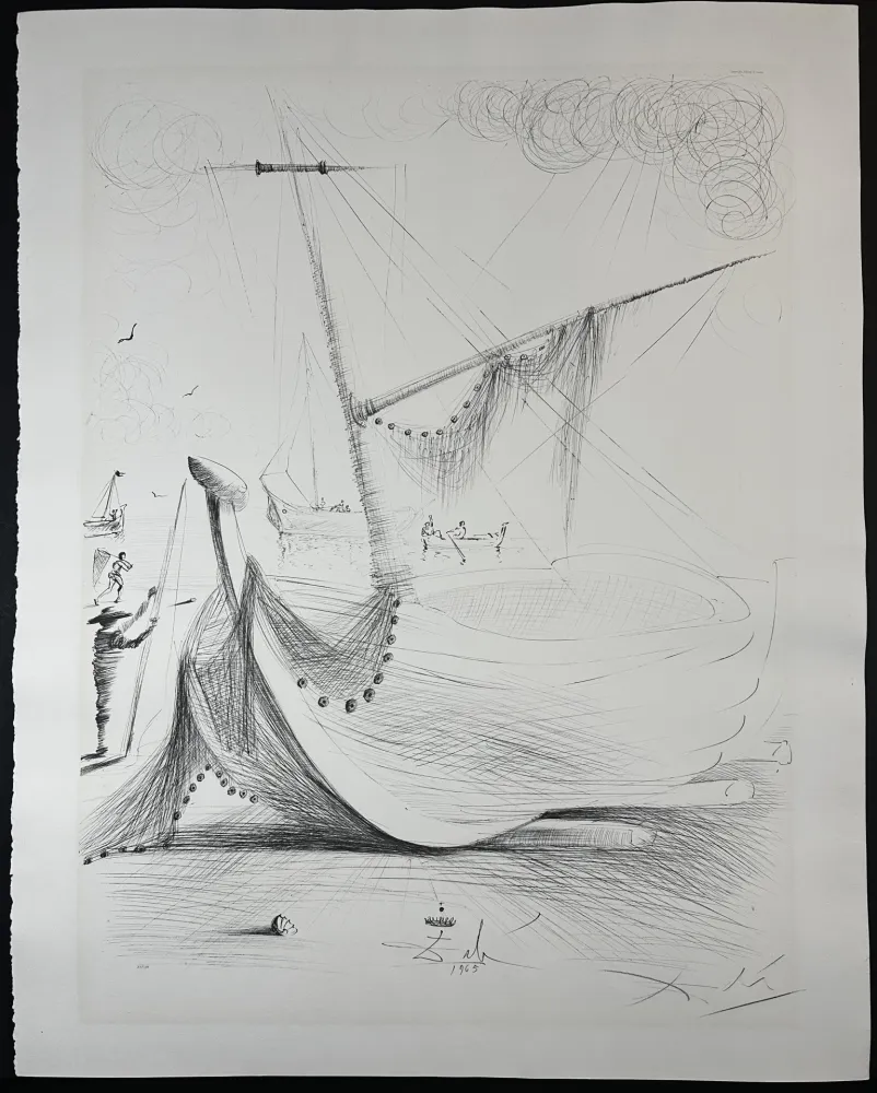 Lithograph Dali - Departure of The Fisherman