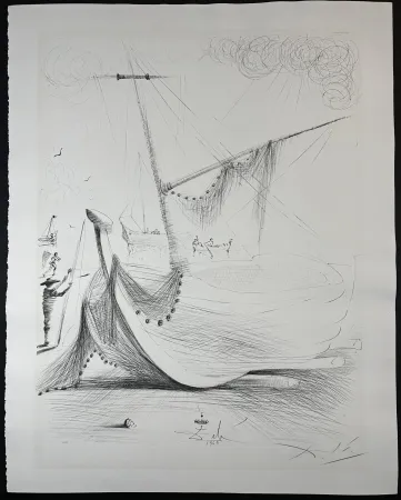 Lithograph Dali - Departure of The Fisherman