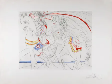 Etching Dali - Diane de Poitiers, 1974 - Hand-signed