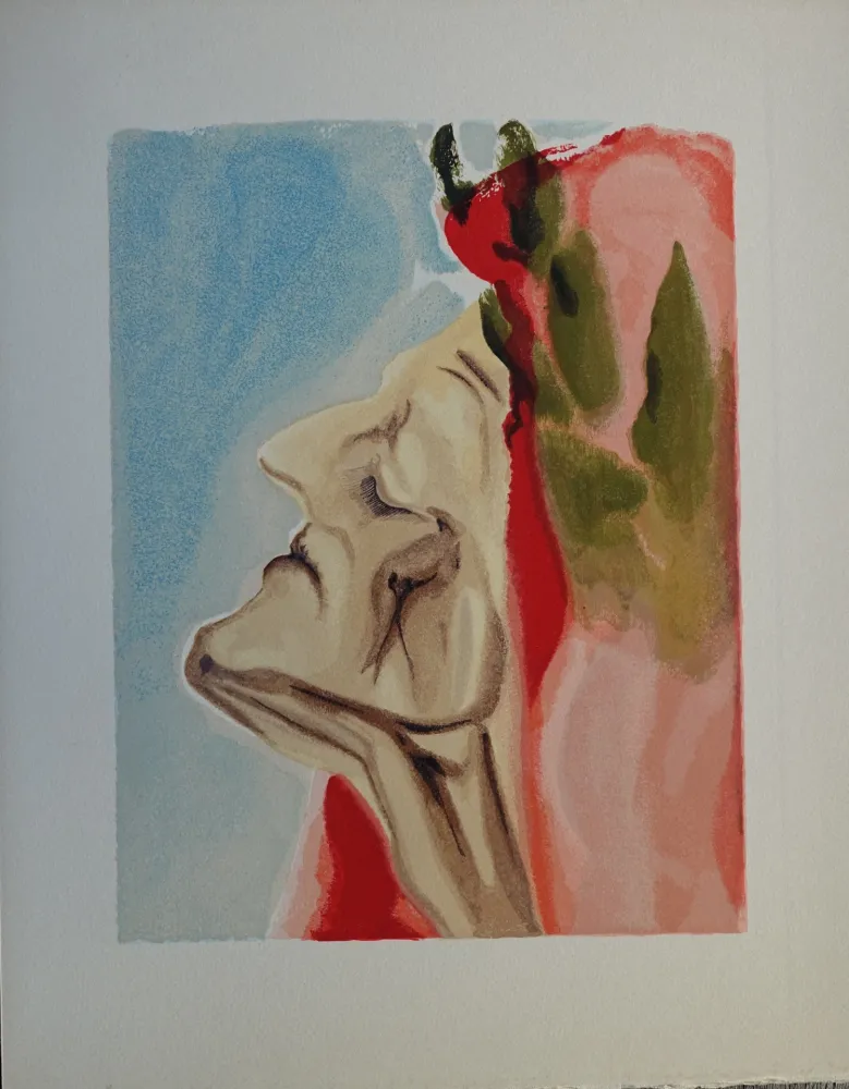 Woodcut Dali - Divine Comédie, Paradis 7, Le doute de Dante