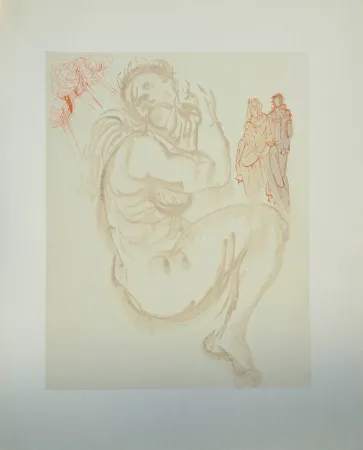 Woodcut Dali - Divine Comédie, Purgatoire 19, Le songe de Dante