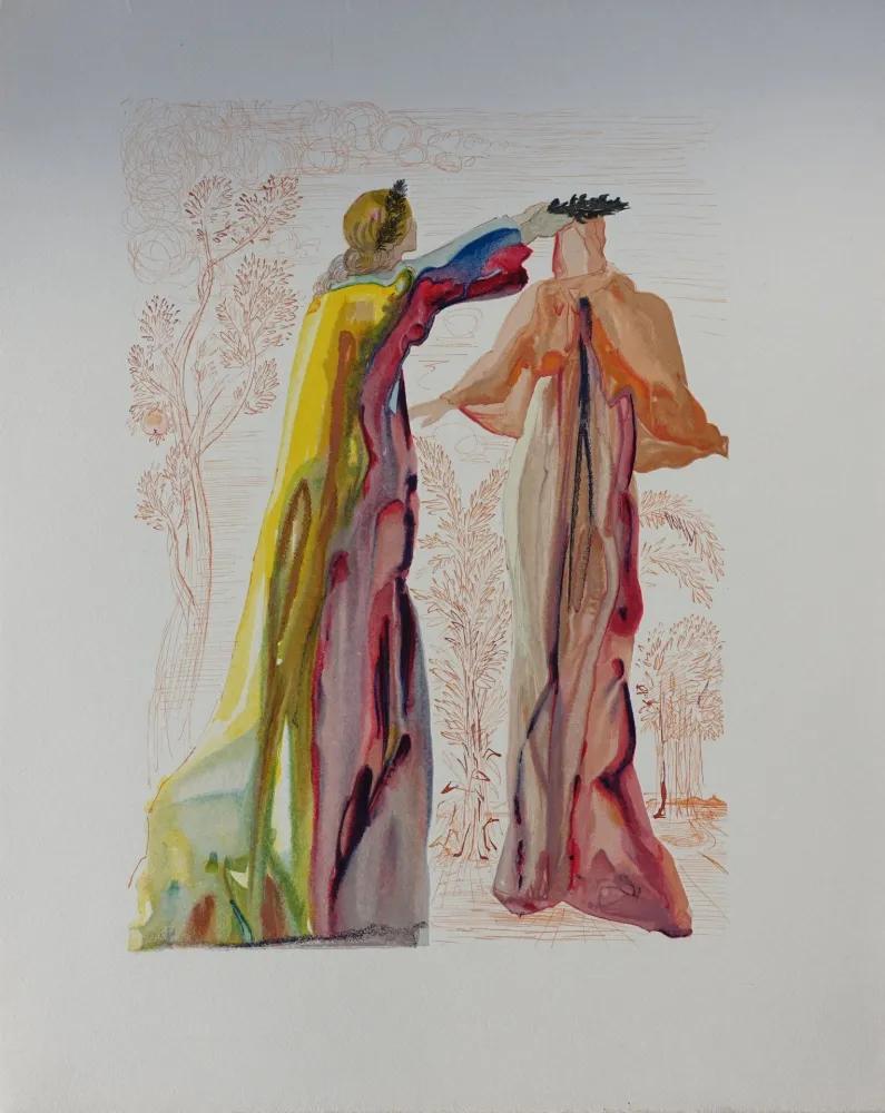 Woodcut Dali - Divine Comédie, Purgatoire 27, Derniers mots de Virgile