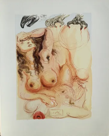 Woodcut Dali - Divine Comédie, Purgatoire 9, Le songe