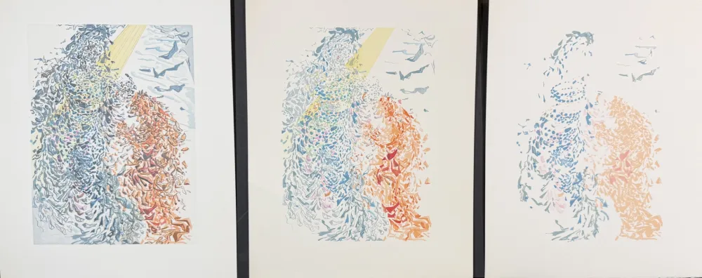 Woodcut Dali - Divine Comedy Heaven Canto 14 Decomposition (3 Pieces)