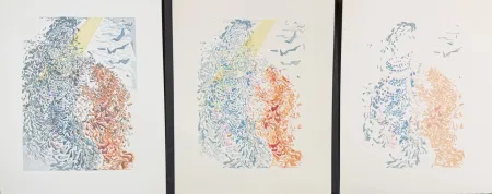 Woodcut Dali - Divine Comedy Heaven Canto 14 Decomposition (3 Pieces)
