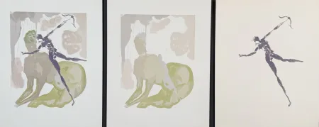 Woodcut Dali - Divine Comedy Hell Canto 12 Decomposition (3 Pieces)