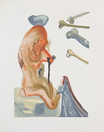 Woodcut Dali - Divine Comedy Hell Canto 20 Decomposition 