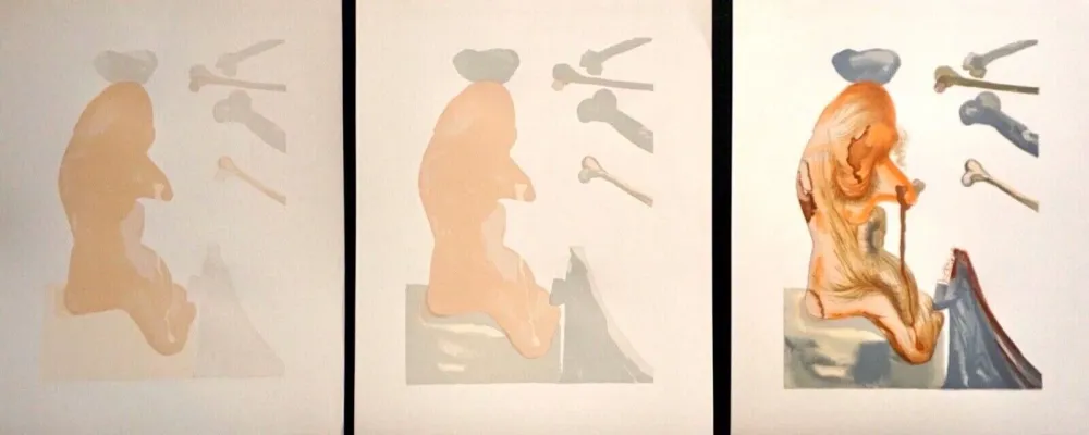 Woodcut Dali - Divine Comedy Hell Canto 20 Decomposition (3 Pieces)