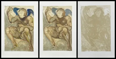 Woodcut Dali - Divine Comedy Purgatory Canto 15 Decomposition (3 Pieces)
