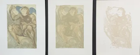 Woodcut Dali - Divine Comedy Purgatory Canto 15 Decomposition (3 Pieces)