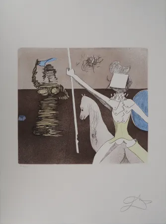 Etching Dali - Don Quichotte, En Route pour la Bataille