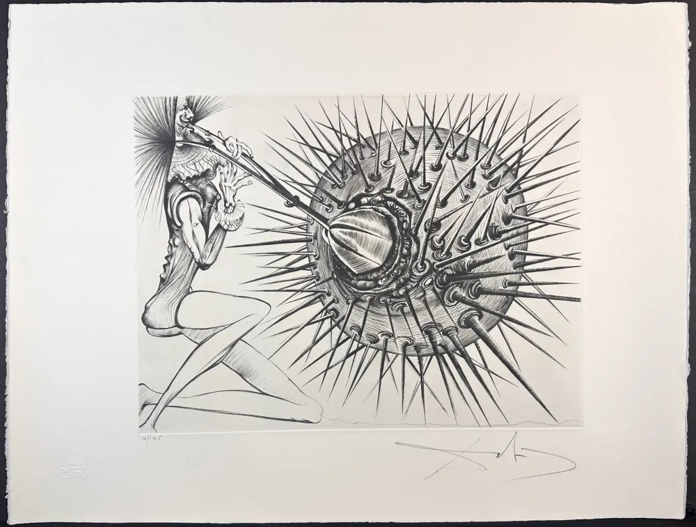 Etching Dali - Don Quichotte et l'oursin