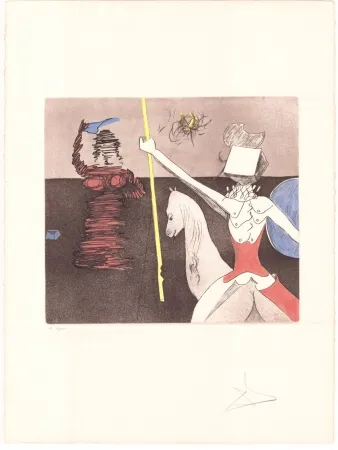 Etching Dali - Don Quijote - après la bataille