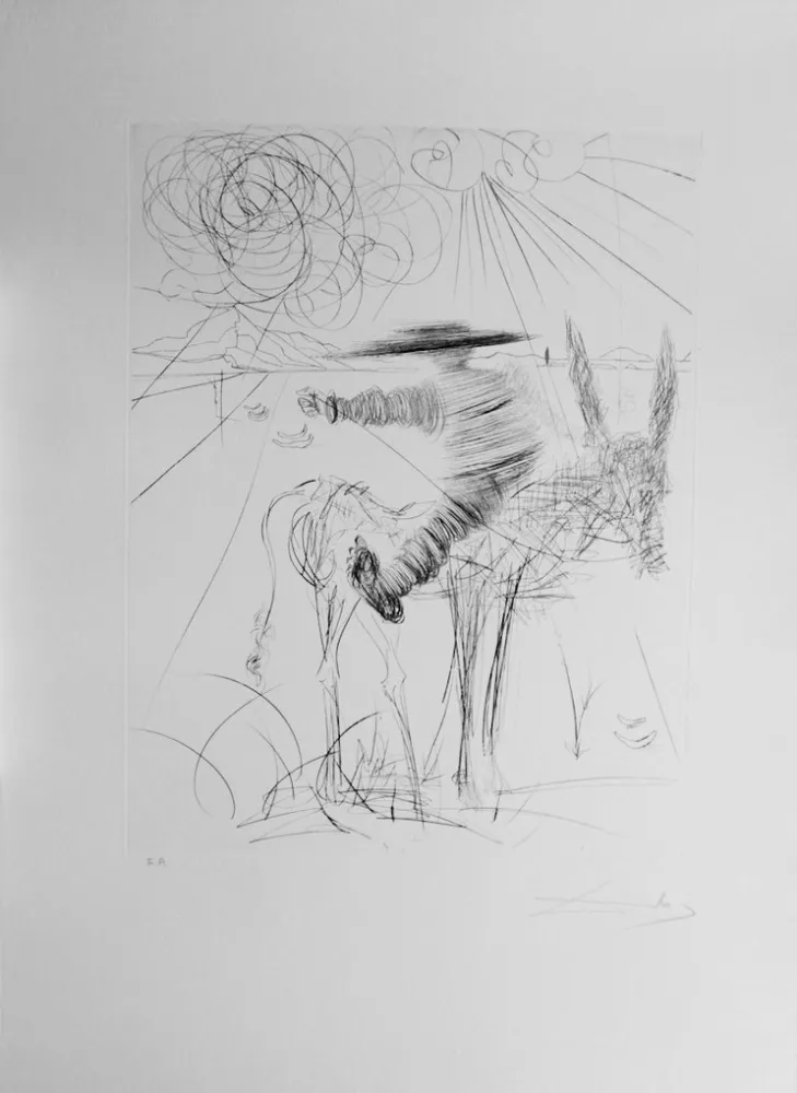 Etching Dali - Don Quixote & Sancho Panza Sancho Panza