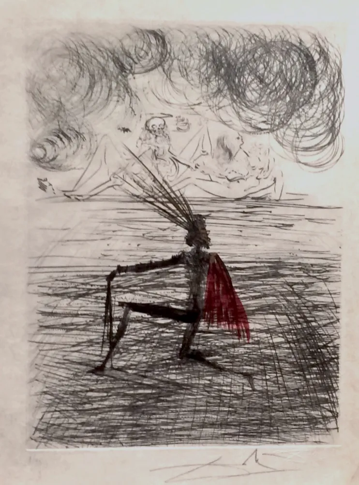 Etching Dali - Faust Chevalier a Genou