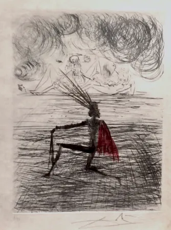 Etching Dali - Faust Chevalier a Genou