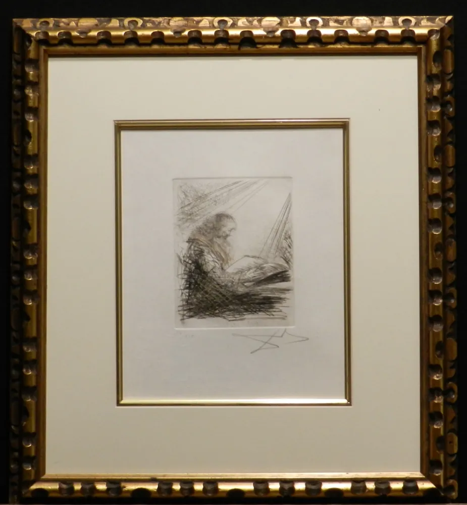 Etching Dali - Faust Vignettes Faust Lisant 