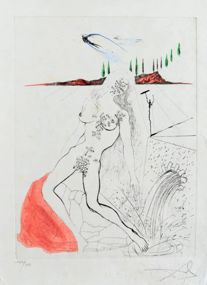 Etching Dali - Femme à la fontaine