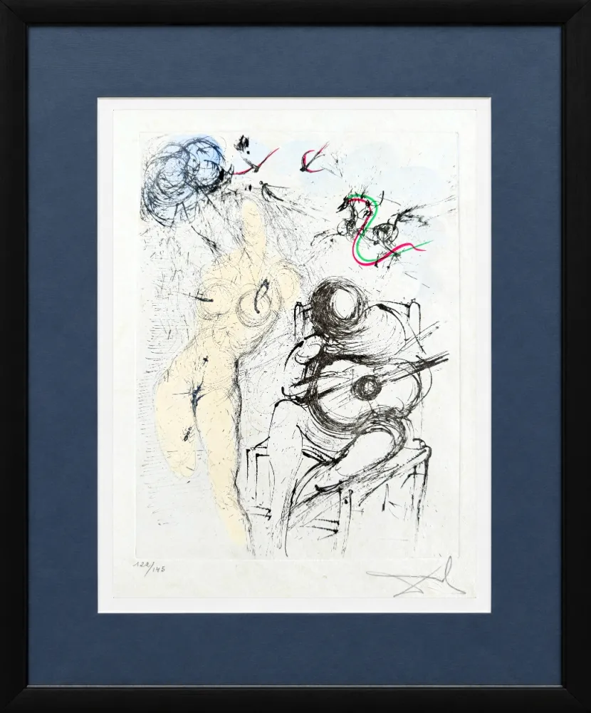 Drypoint Dali - Femme à la guitare (Woman with Guitar)