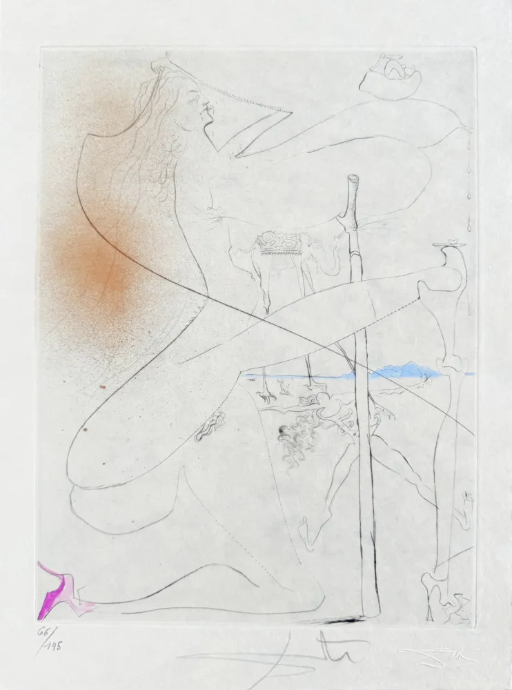 Etching Dali - Femme à le béquille