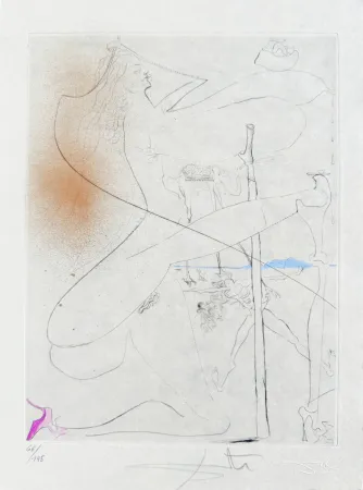 Etching Dali - Femme à le béquille