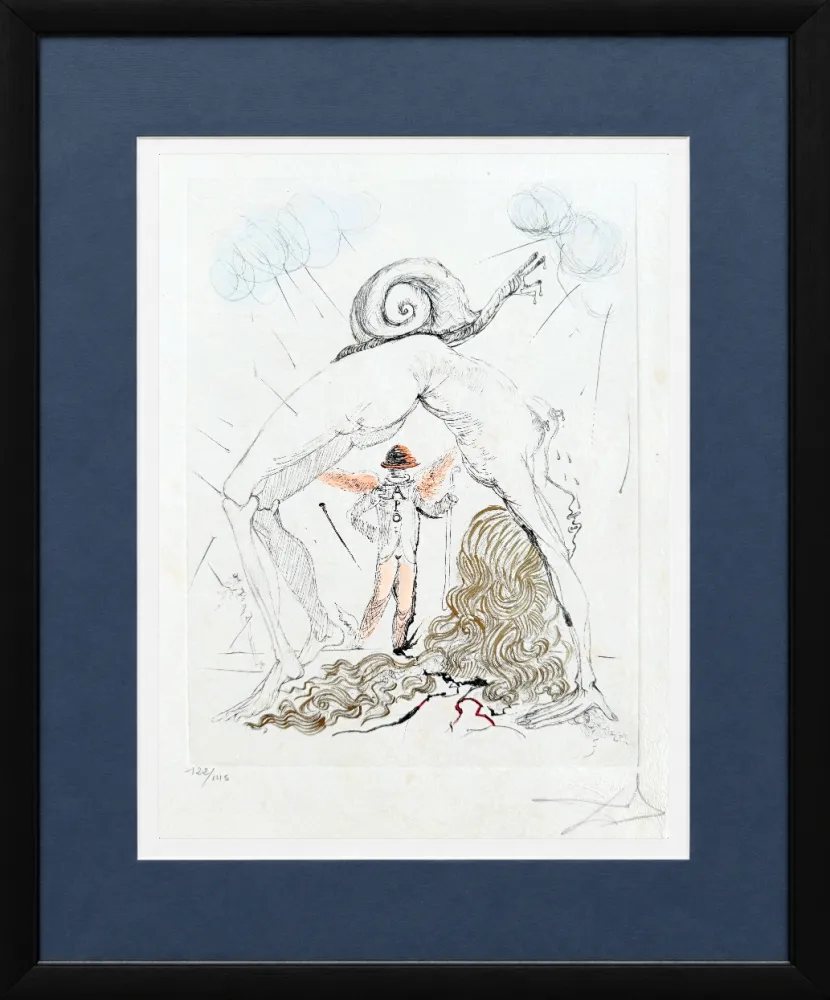 Engraving Dali - Femme à l’escargot (Woman with Snail)