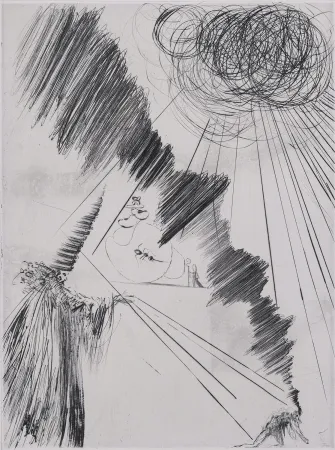 Etching Dali - Femme au Clown, 1969
