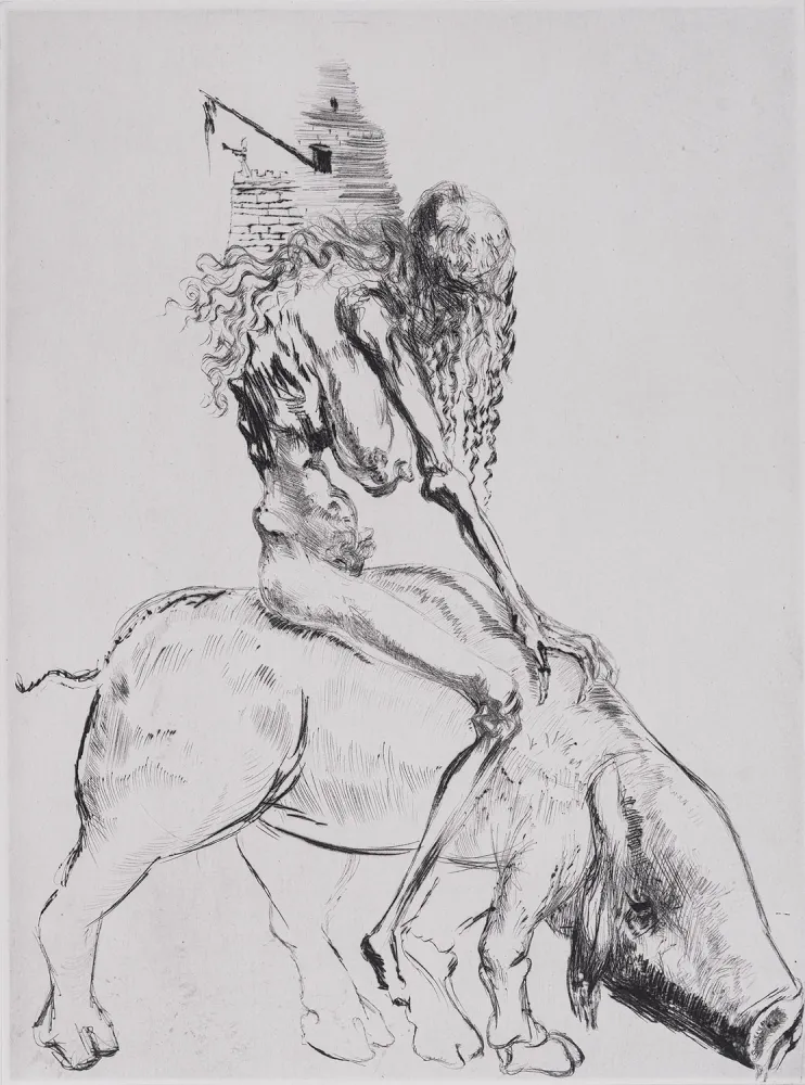 Etching Dali - Femme au Cochon, 1969