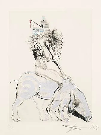 Etching Dali - Femme au Couchon (Woman with a Pig)