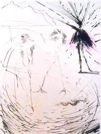 Etching Dali - Femme Poules