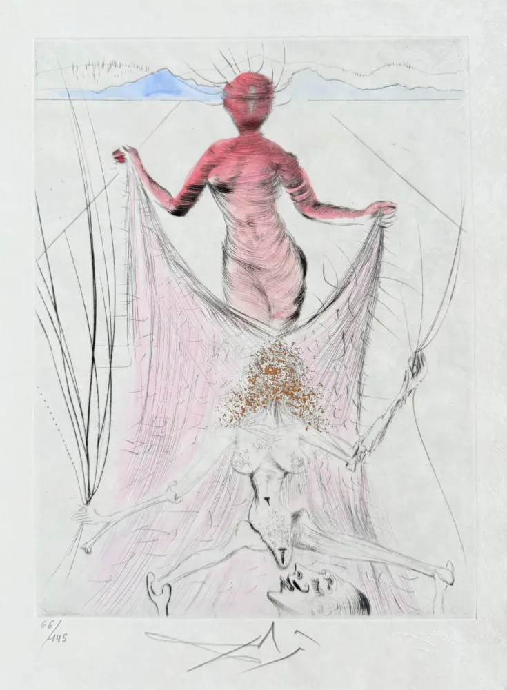 Etching Dali - Femme tenant le voile