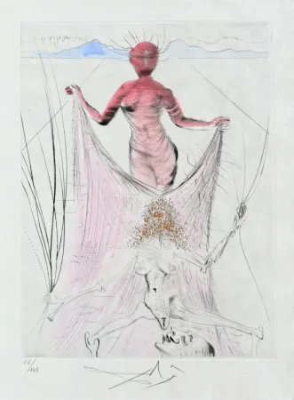 Etching Dali - Femme tenant le voile