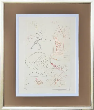 Drypoint Dali - Fight Before la Dame de Malehout