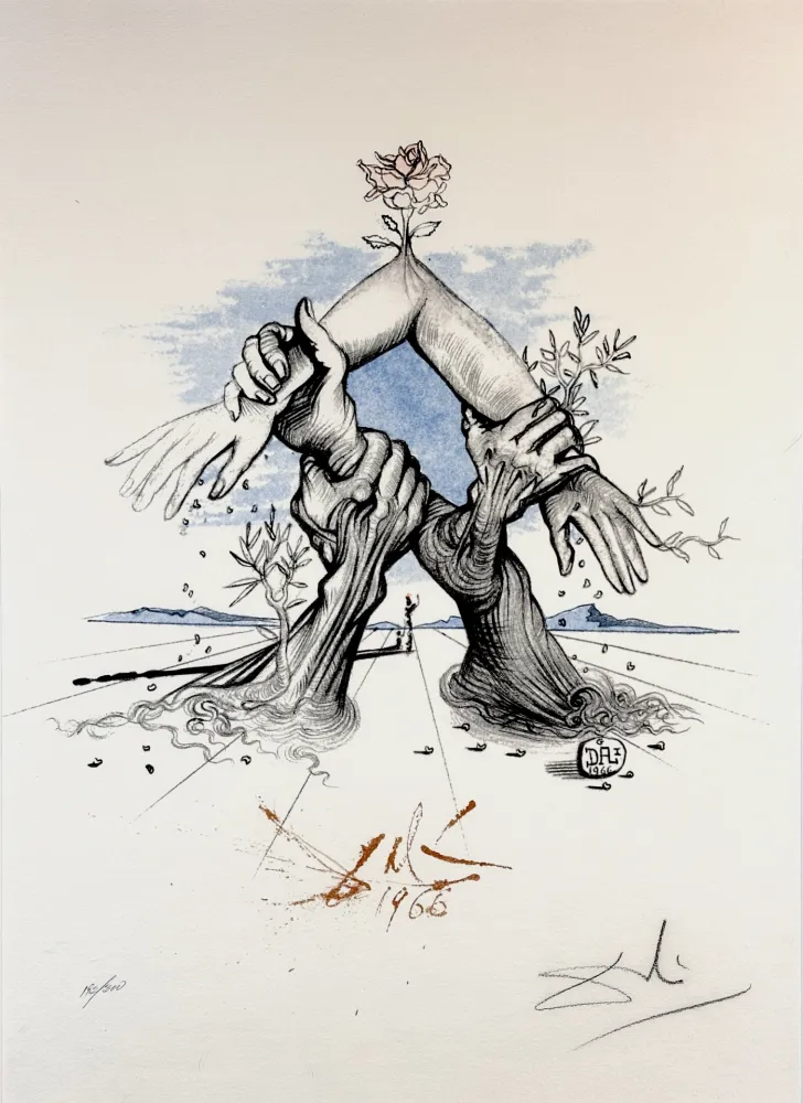 Lithograph Dali - Five Continents - United Nations