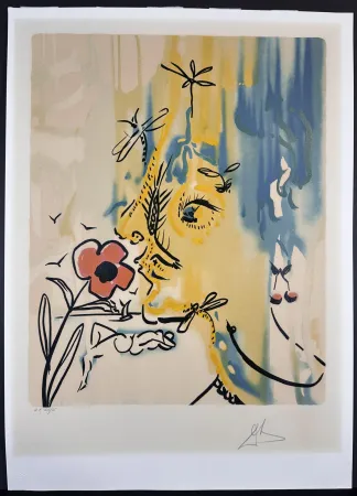 Lithograph Dali - Fleurs Surrealiste Vanishing Face