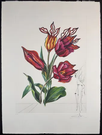 Etching Dali - Florals Tulips Girafe en Feu