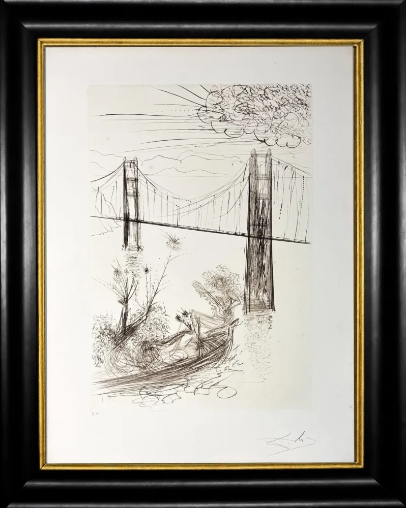 Drypoint Dali - Golden Gate Bridge