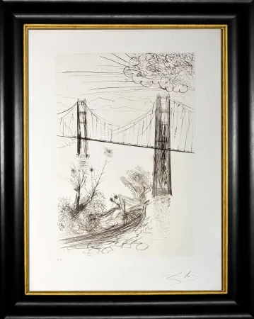 Drypoint Dali - Golden Gate Bridge