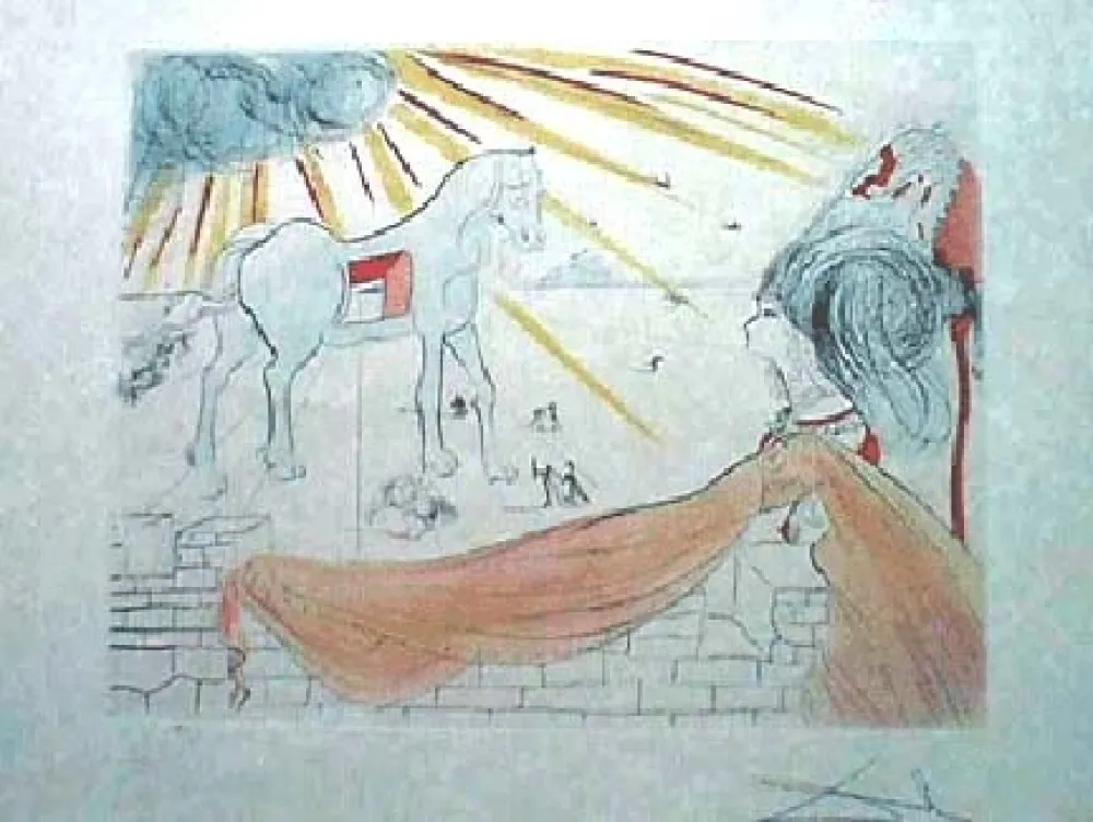 Etching Dali - Helen and the Trojan Horse