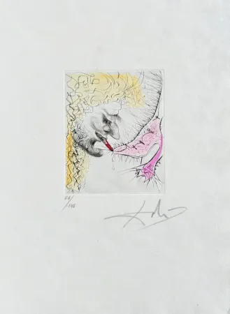 Etching Dali - Homme baisant la chaussure