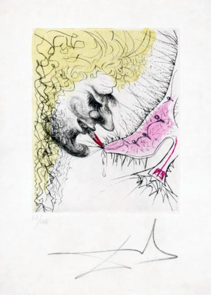 Etching Dali - Homme Baissant la Chaussure (Man Kissing Shoe)