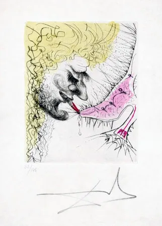 Etching Dali - Homme Baissant la Chaussure (Man Kissing Shoe)