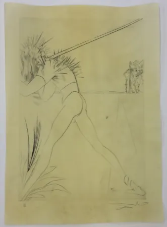 Drypoint Dali - Ily a des soldats tout hérissés de pointes de fer comme les châtaignes, Ils portent de fans