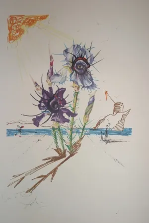 Lithograph Dali - Iris of Dalí's Youth (surrealistic flowers)