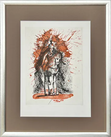 Engraving Dali - Knight with Helmet and Butterflies