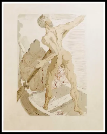 Woodcut Dali - LA DIVINE COMEDIE - Charon et le passage de l'Achéron