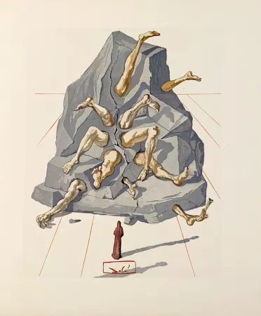 Woodcut Dali - La Divine Comédie - Enfer 19 - Les Simoniaques