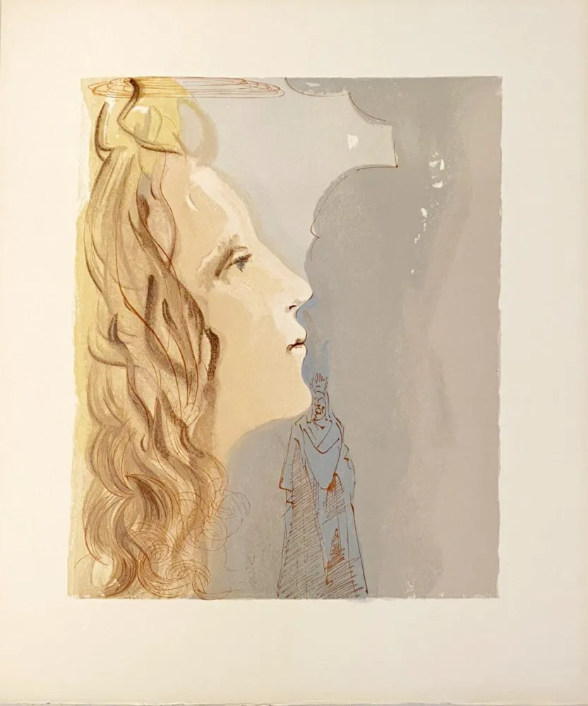 Woodcut Dali - La Divine Comédie - Paradis 08 - Le Visage de Béatrice