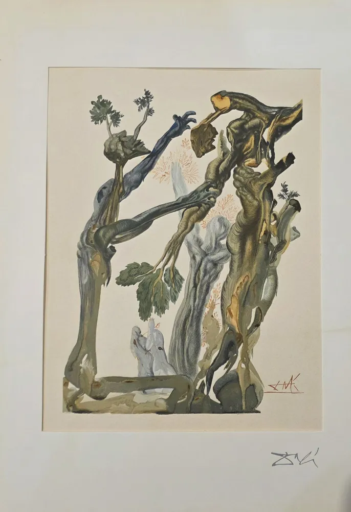 Woodcut Dali - La Foret des suicidés