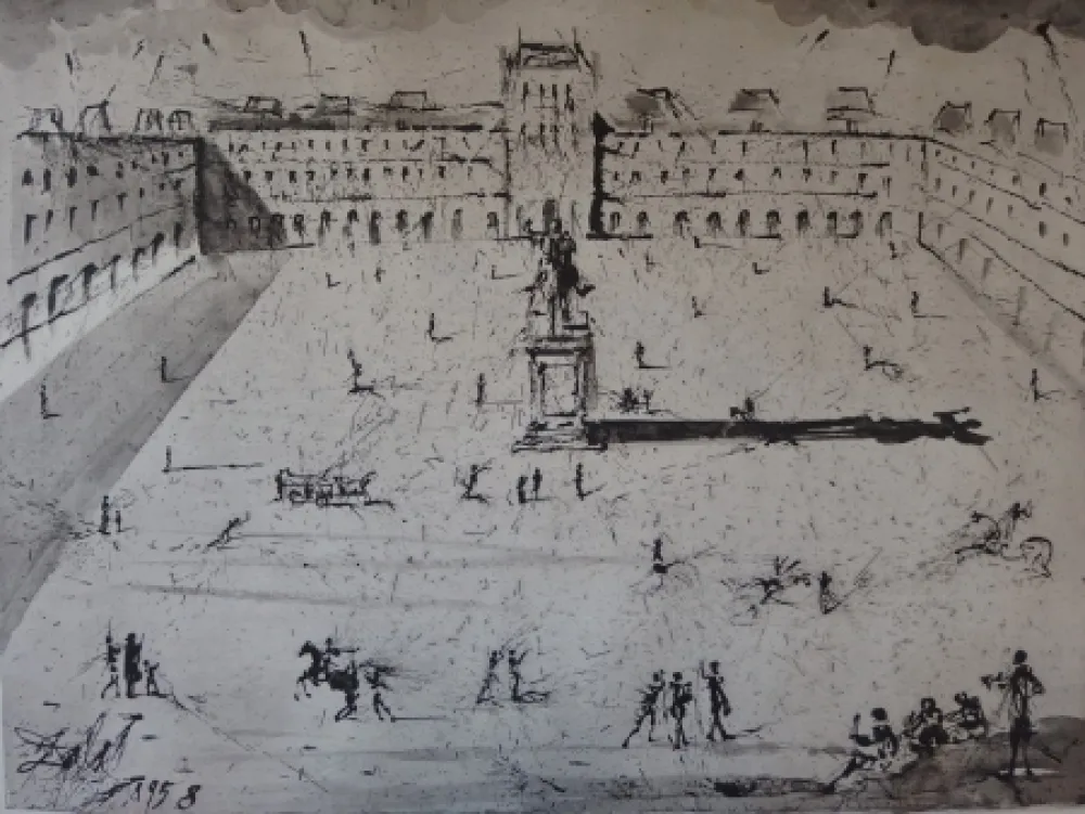Etching Dali - La Grande Place des Vosges, du temps de Louis XIII
